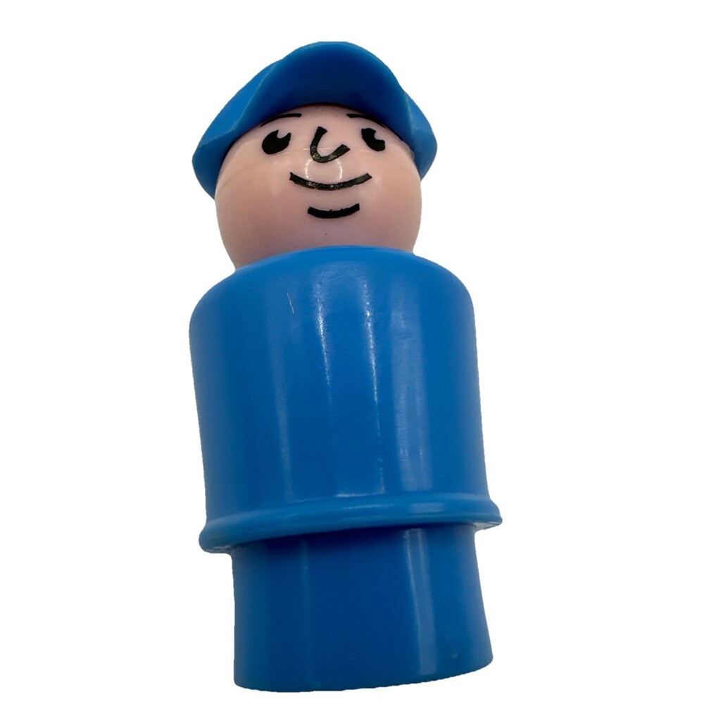 Vintage Fisher Price little people tall blue mailman pilot Cop Airport Worker